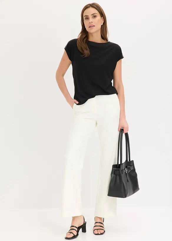 T-shirt avec bordure en satin, bonprix