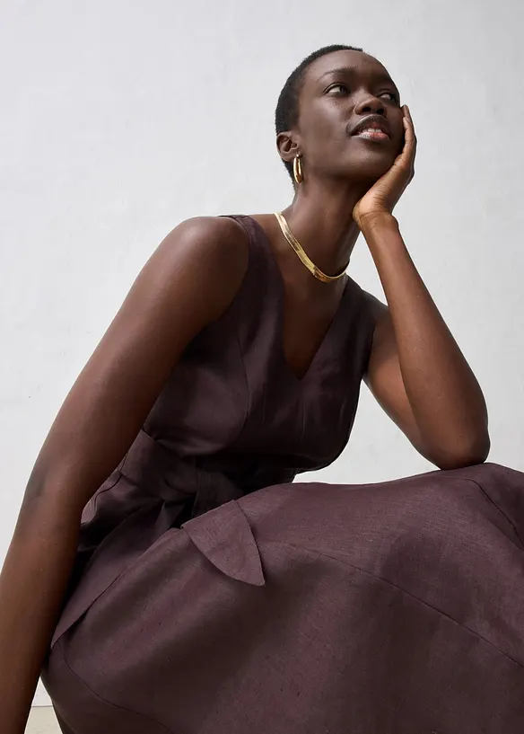 Robe midi 100% lin, bonprix