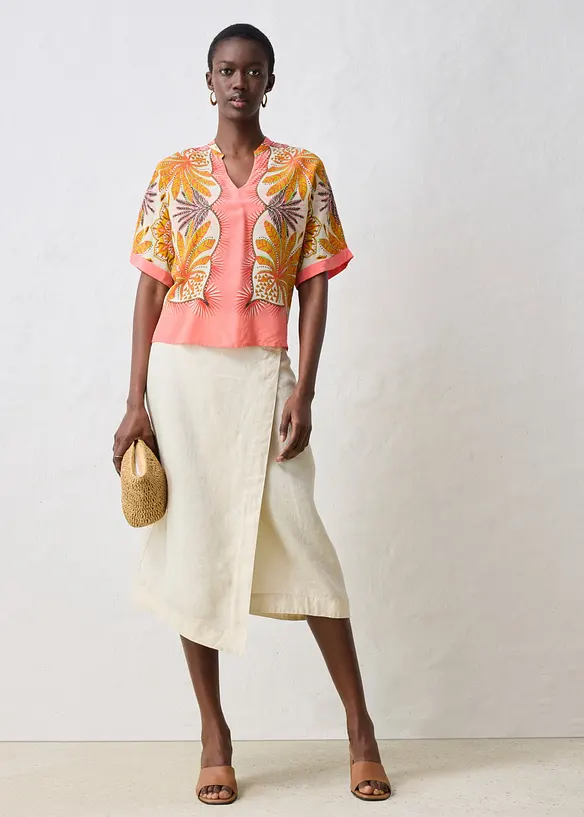 Blouse en soie m&eacute;lang&eacute;e, bonprix