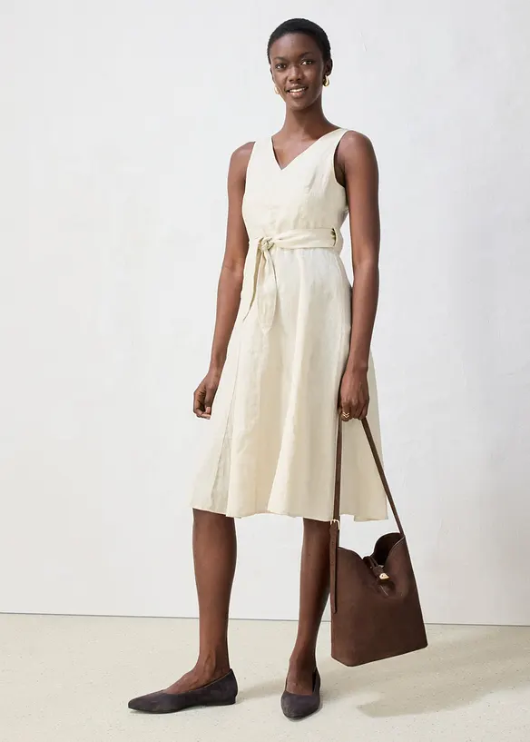 Midikleid aus reinem Leinen, bonprix