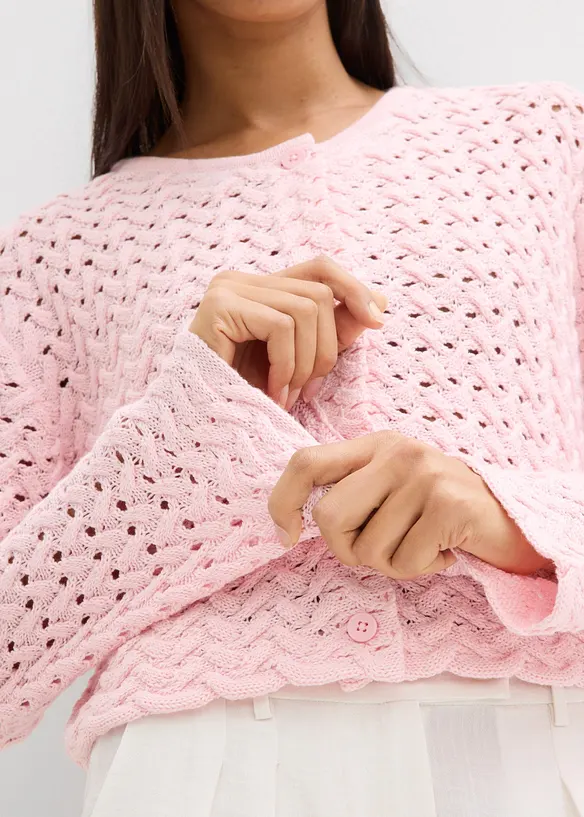 Gilet en maille ajour&eacute;e, bonprix