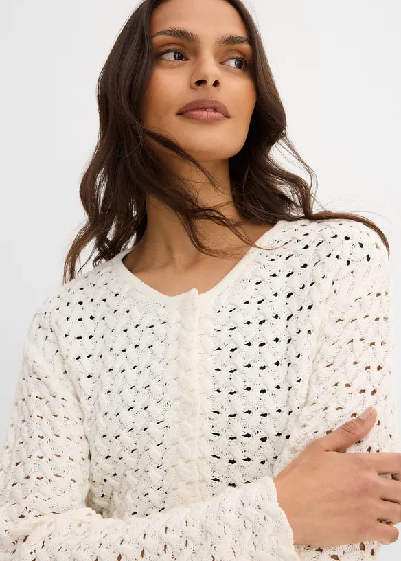 Gilet en maille ajour&eacute;e, bonprix