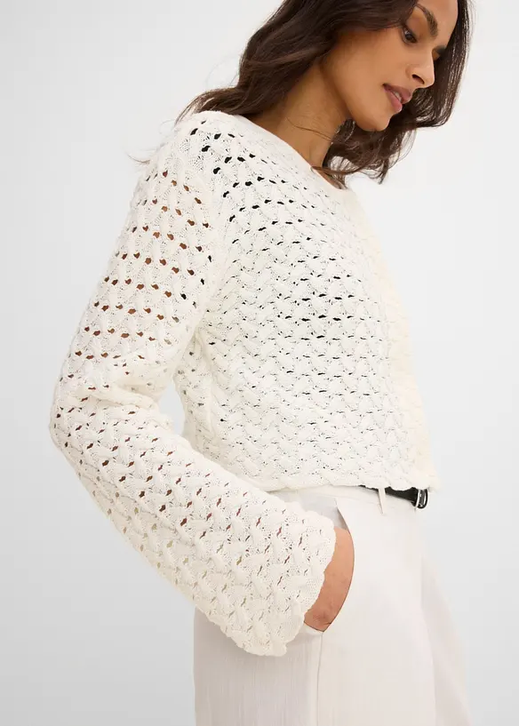 Gilet en maille ajour&eacute;e, bonprix