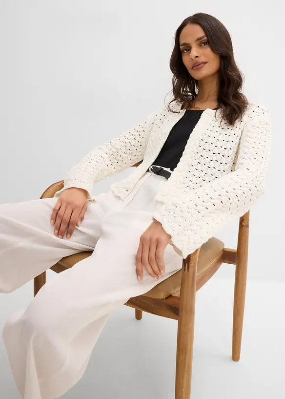 Gilet en maille ajour&eacute;e, bonprix