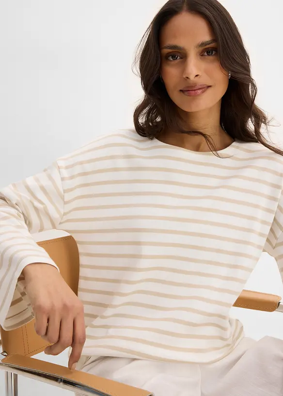 Gestreiftes Langarmshirt aus Bio-Baumwolle, bonprix