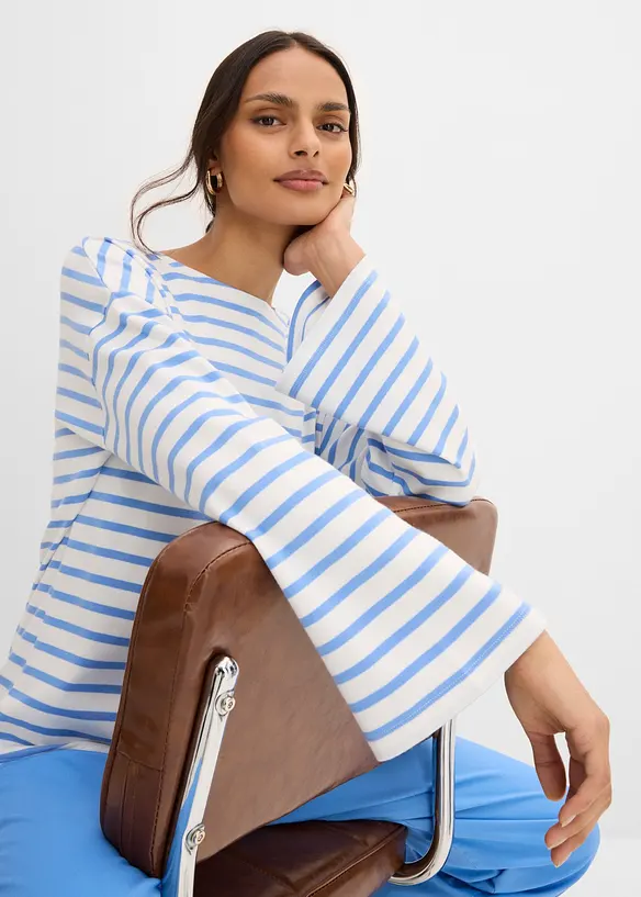 T-shirt manches longues ray&eacute; en coton, bonprix