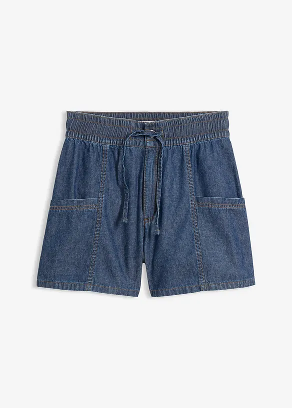 Short en jean avec taille haute &eacute;lastiqu&eacute;e, bonprix