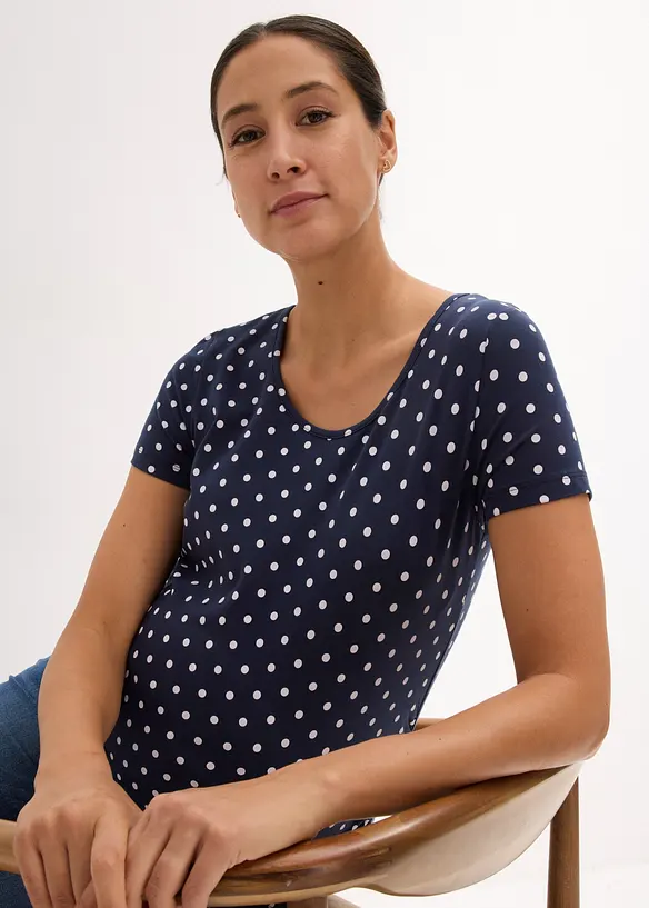 Umstandsshirts aus Bio-Baumwolle (2er-Pack) mit Polka-Dots, bonprix