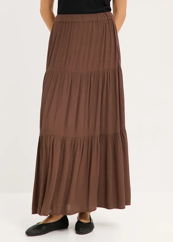 Maxi-Stufenrock aus strukturierter Viskose, bonprix