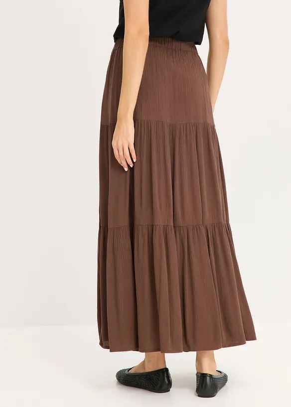 Maxi-Stufenrock aus strukturierter Viskose, bonprix