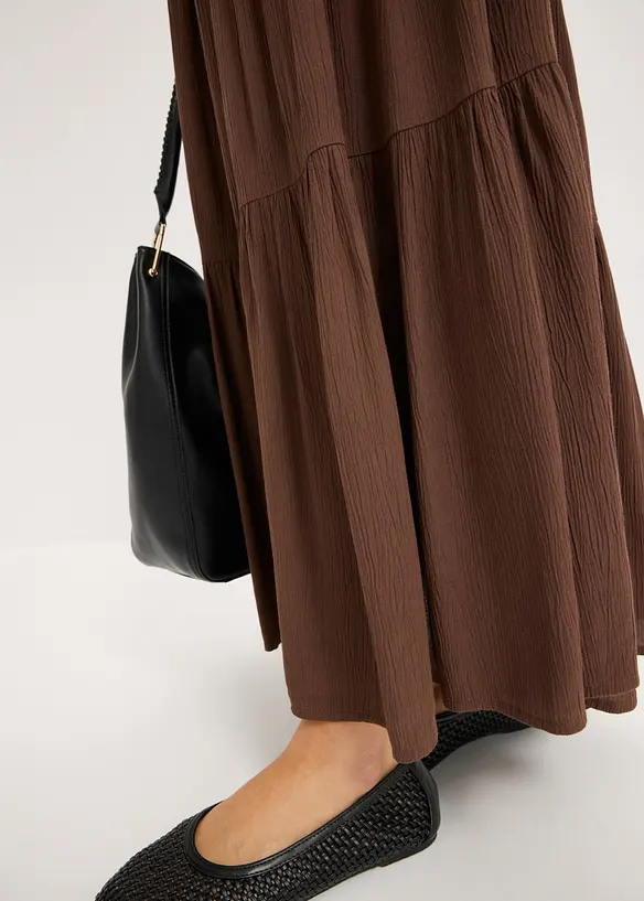 Maxi-Stufenrock aus strukturierter Viskose, bonprix