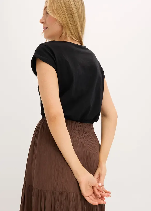 Maxi-Stufenrock aus strukturierter Viskose, bonprix