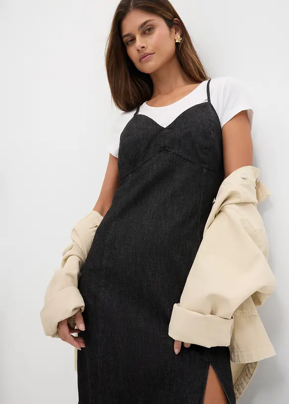 Jeanskleid mit Schlitz, bonprix