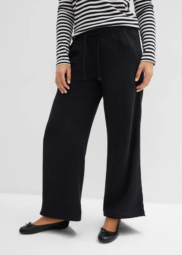 Pantalon palazzo l&eacute;ger en gaze de coton, bonprix