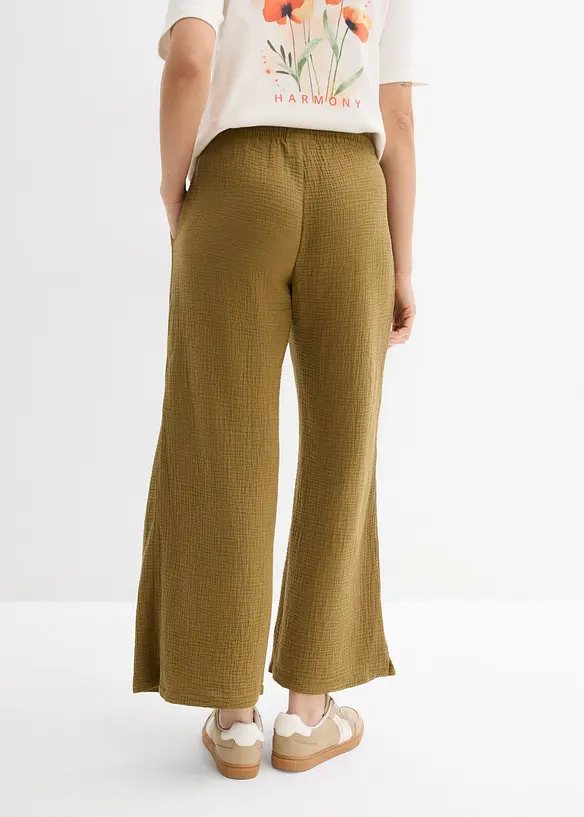 Pantalon palazzo l&eacute;ger en gaze de coton, bonprix