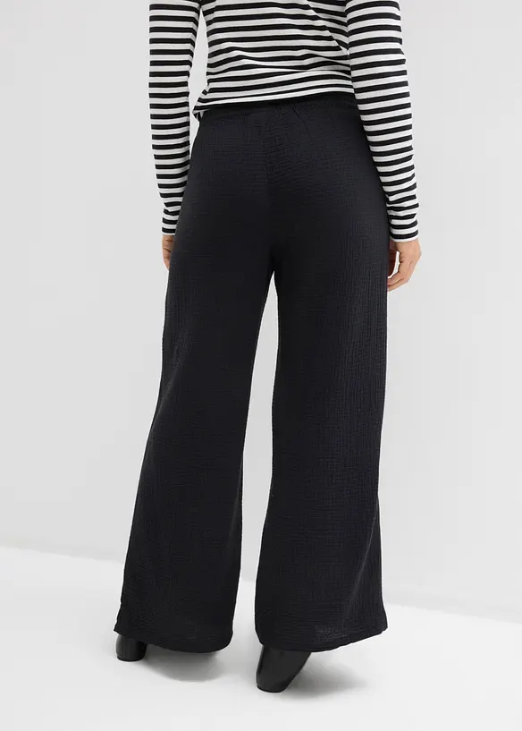 Pantalon palazzo l&eacute;ger en gaze de coton, bonprix