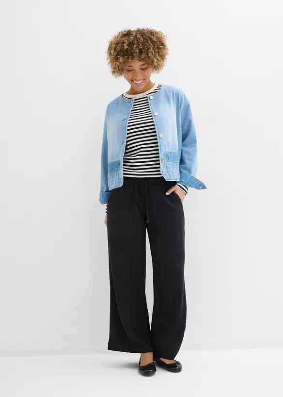 Pantalon palazzo l&eacute;ger en gaze de coton, bonprix