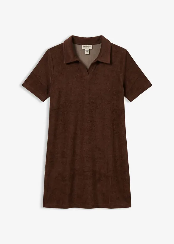 Knieumspielendes Frottee-Kleid mit Polokragen, bonprix