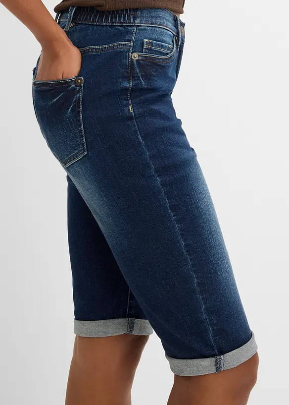 Bermuda en jean, taille mi-haute &eacute;lastiqu&eacute;e, bonprix