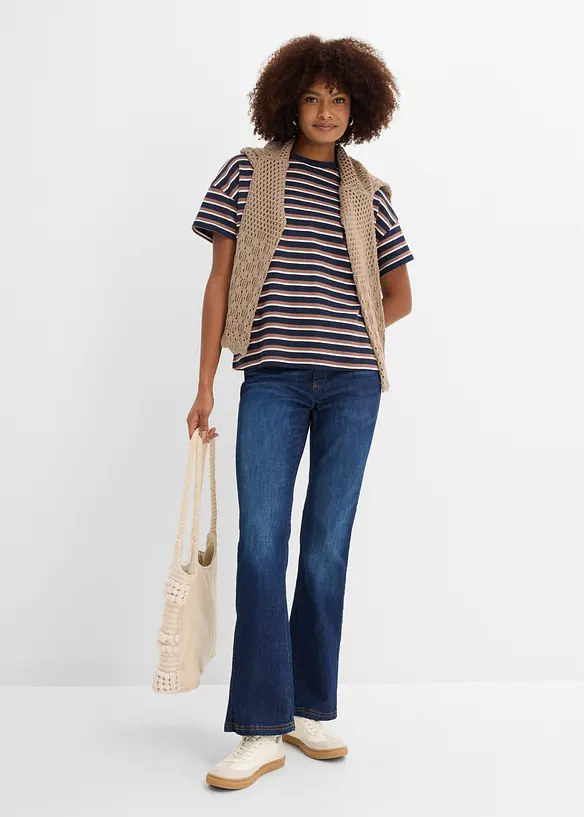 Jean Bootcut, taille haute et &eacute;lastiqu&eacute;e, bonprix