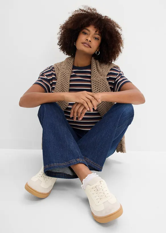 Jean Bootcut, taille haute et &eacute;lastiqu&eacute;e, bonprix