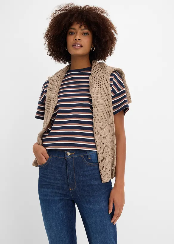 Jean Bootcut, taille haute et &eacute;lastiqu&eacute;e, bonprix