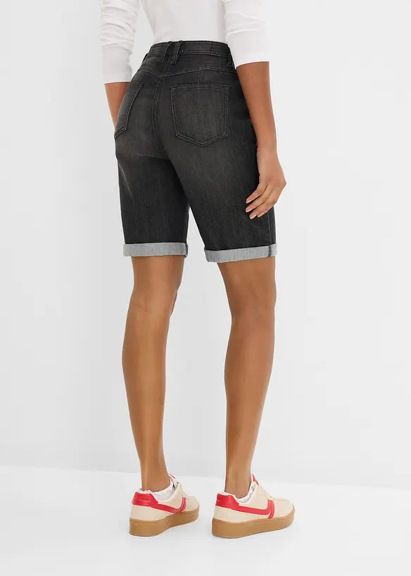 Jeans Bermuda Mid Waist mit Stickerei und Bequembund, bonprix
