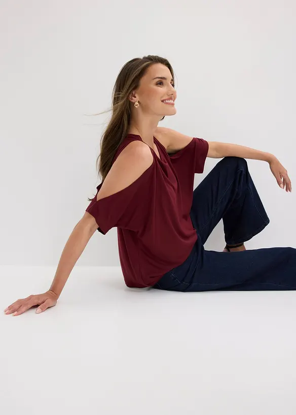 Cold-Shoulder-Shirt aus Viskose, bonprix
