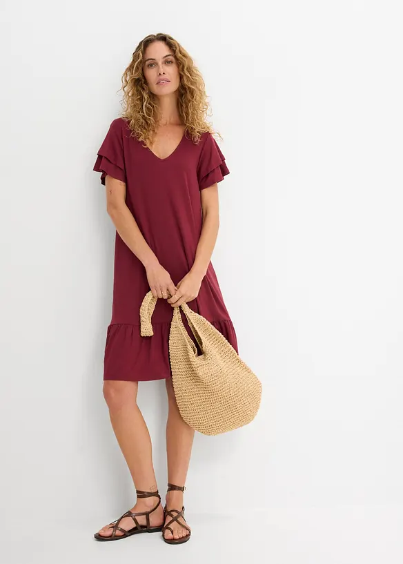 Robe en jersey viscose &agrave; volants, bonprix