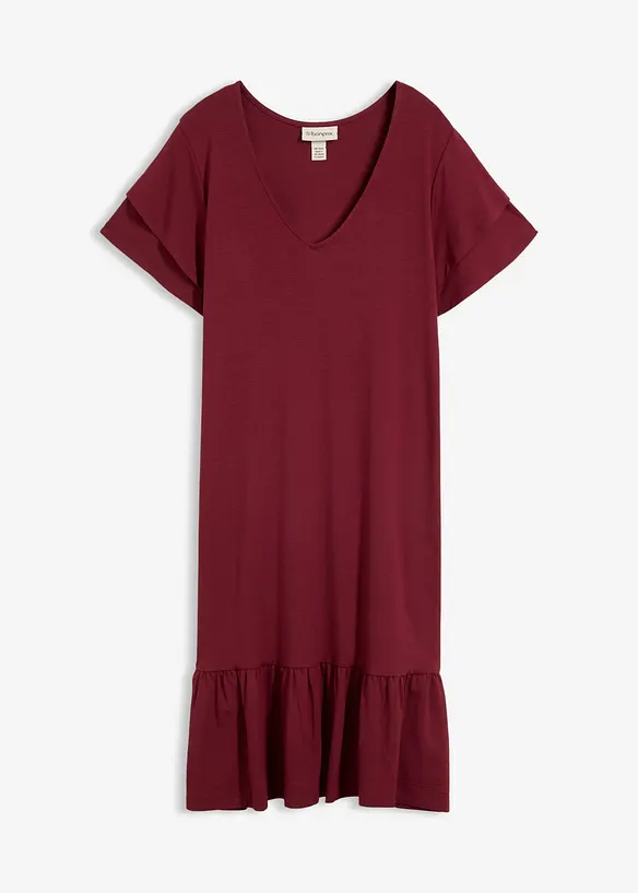 Robe en jersey viscose &agrave; volants, bonprix