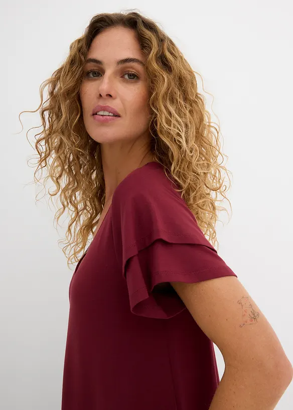 Robe en jersey viscose &agrave; volants, bonprix