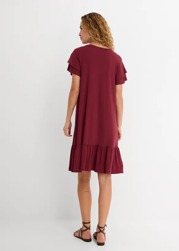 Robe en jersey viscose &agrave; volants, bonprix