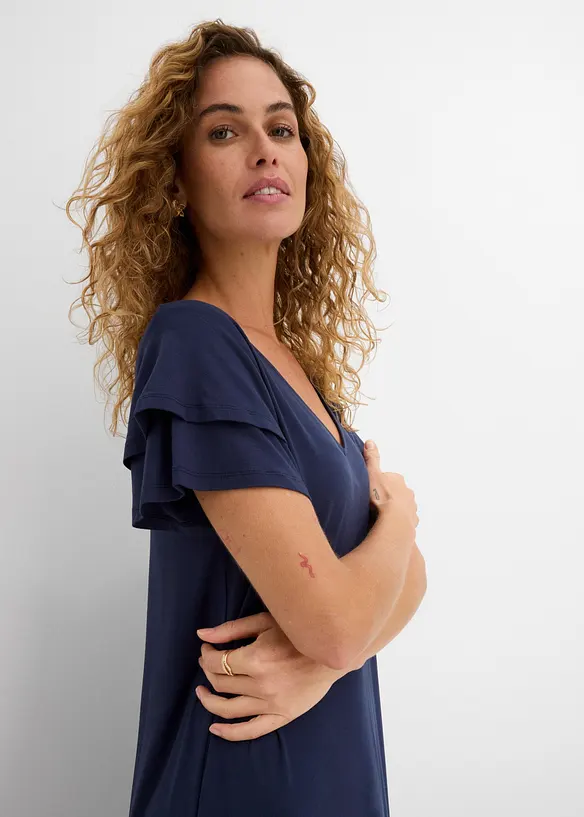 Robe en jersey viscose &agrave; volants, bonprix