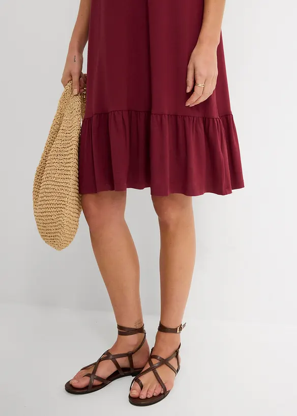 Robe en jersey viscose &agrave; volants, bonprix