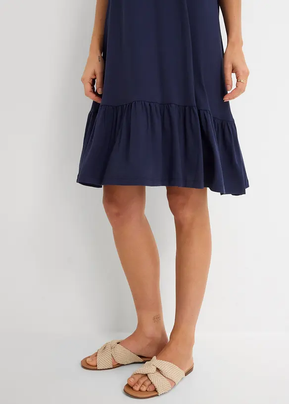 Robe en jersey viscose &agrave; volants, bonprix