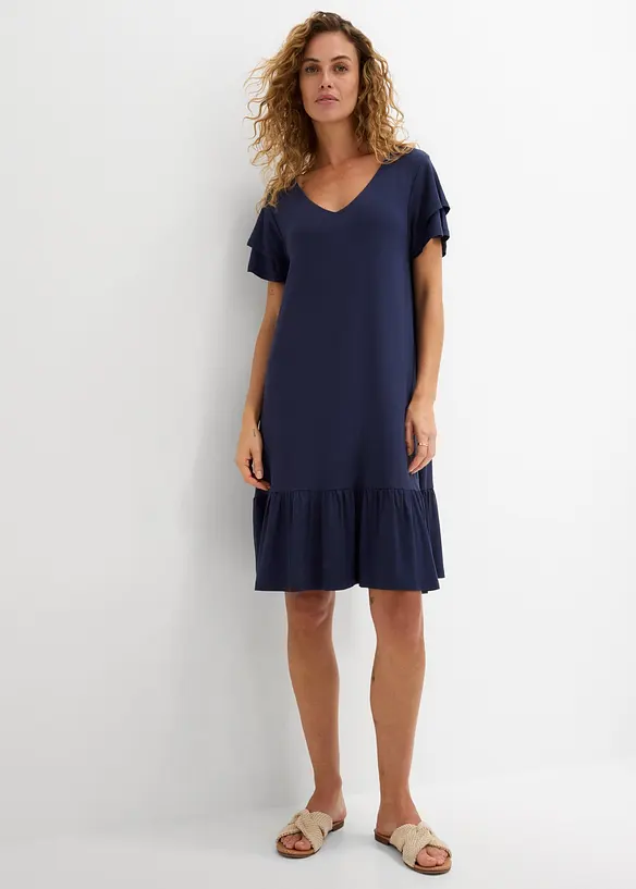 Robe en jersey viscose &agrave; volants, bonprix