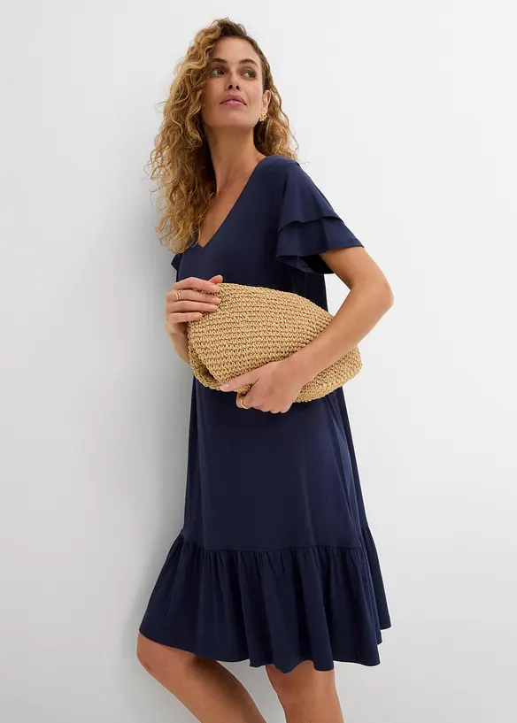 Robe en jersey viscose &agrave; volants, bonprix