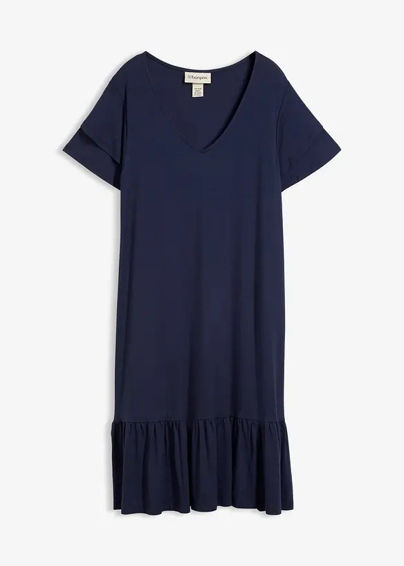 Robe en jersey viscose &agrave; volants, bonprix