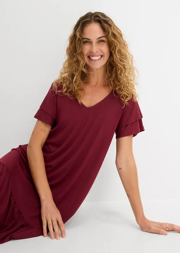 Robe en jersey viscose &agrave; volants, bonprix