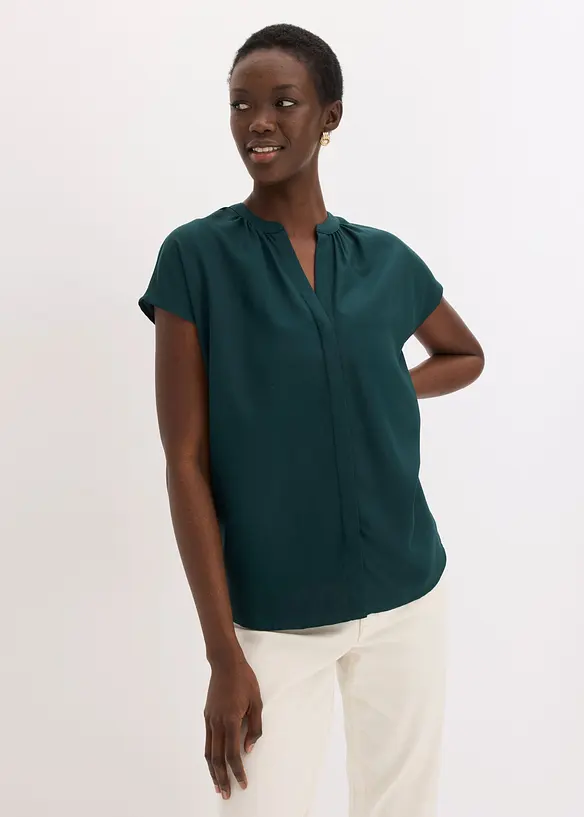 Chemisier manches courtes &agrave; boutonnage invisible, bonprix