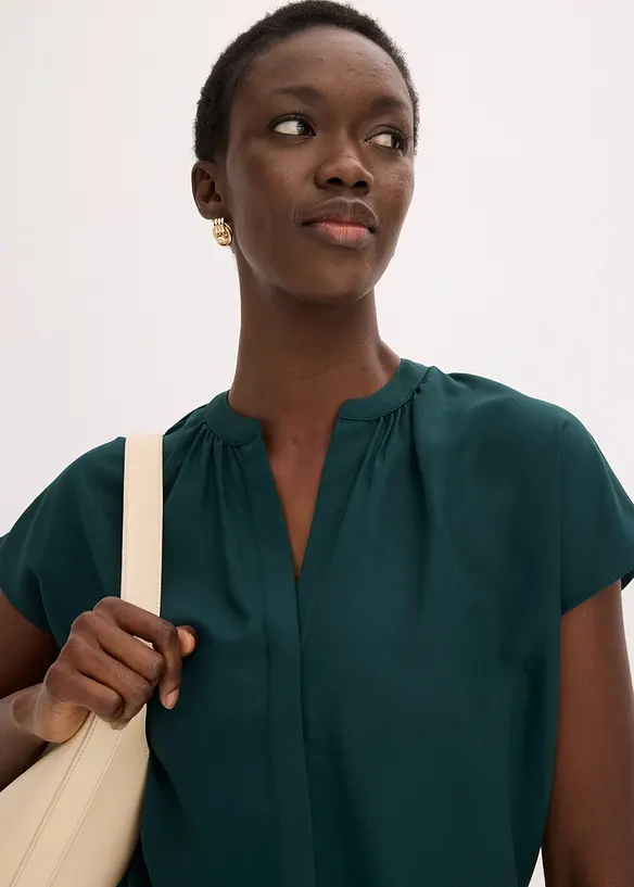 Chemisier manches courtes &agrave; boutonnage invisible, bonprix
