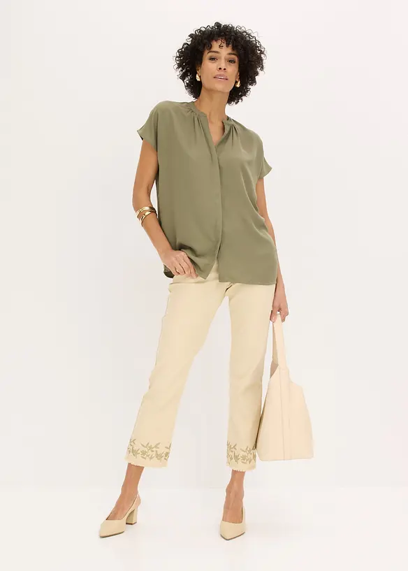 Chemisier manches courtes &agrave; boutonnage invisible, bonprix