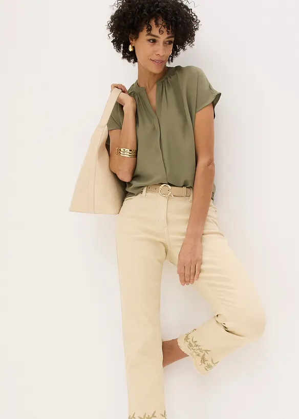 Chemisier manches courtes &agrave; boutonnage invisible, bonprix