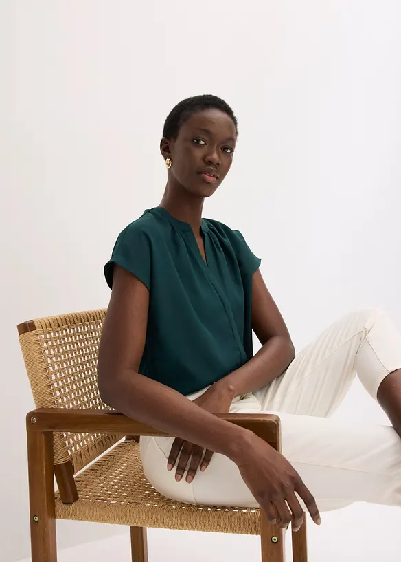 Chemisier manches courtes &agrave; boutonnage invisible, bonprix