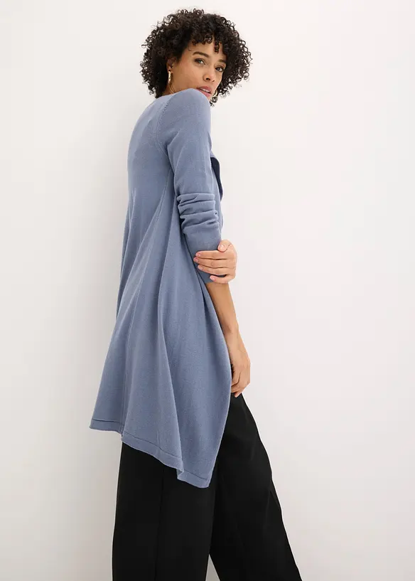 Long gilet en maille de coton m&eacute;lang&eacute;, bonprix