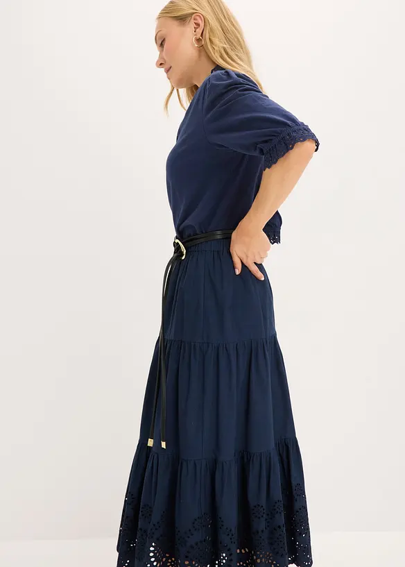 Stufenrock mit Lochstickerei, bonprix