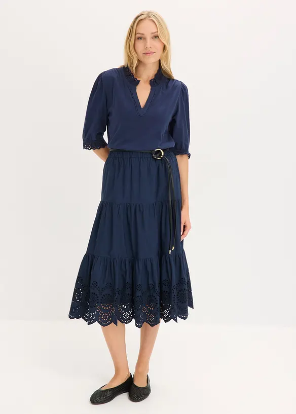 Stufenrock mit Lochstickerei, bonprix