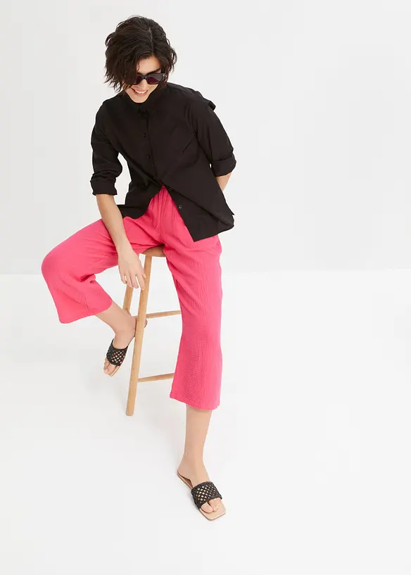 Pantalon large en gaze de coton, bonprix