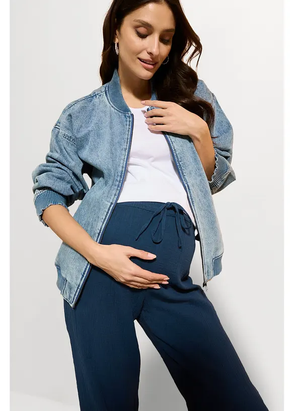 Pantalon de grossesse confortable &agrave; taille smock&eacute;e, gaze 100% coton, bonprix