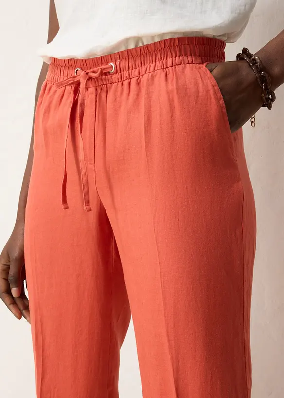 Pantalon taille &eacute;lastiqu&eacute;e 100% lin, bonprix